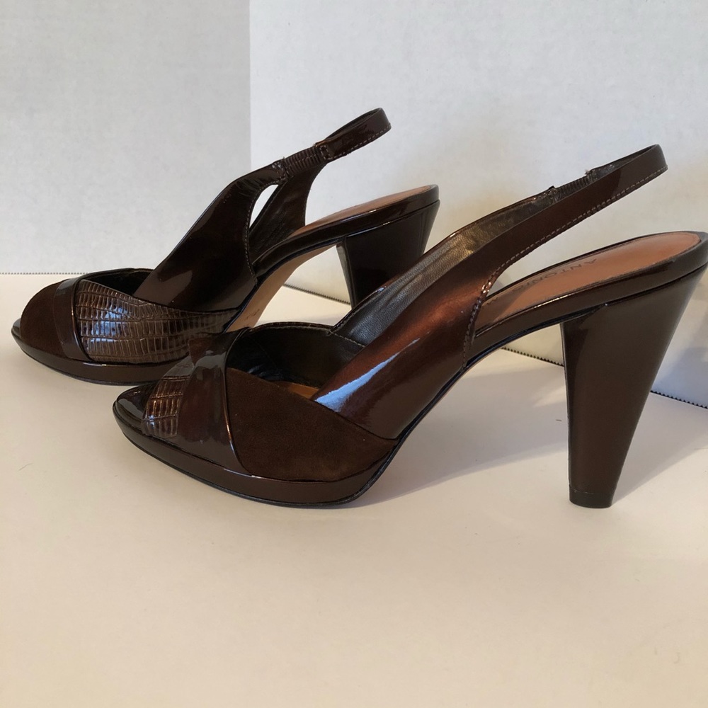Antonio Melani brown bronze heels shoes 8
